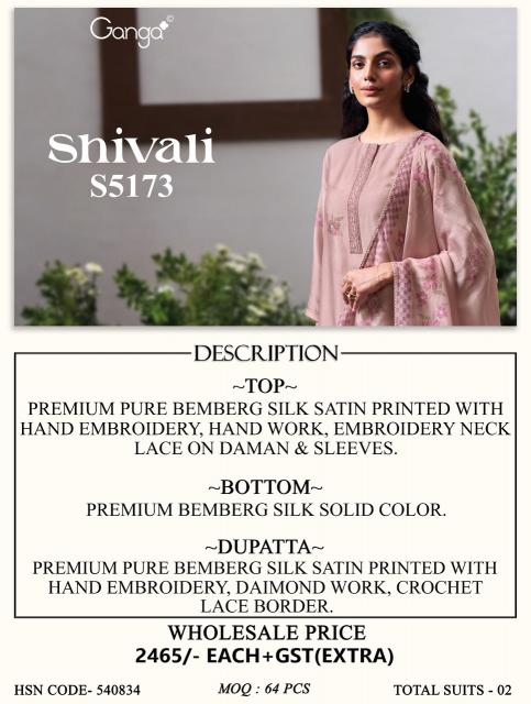 Ganga shivali 5173 dress material wholesalers in mumbai
